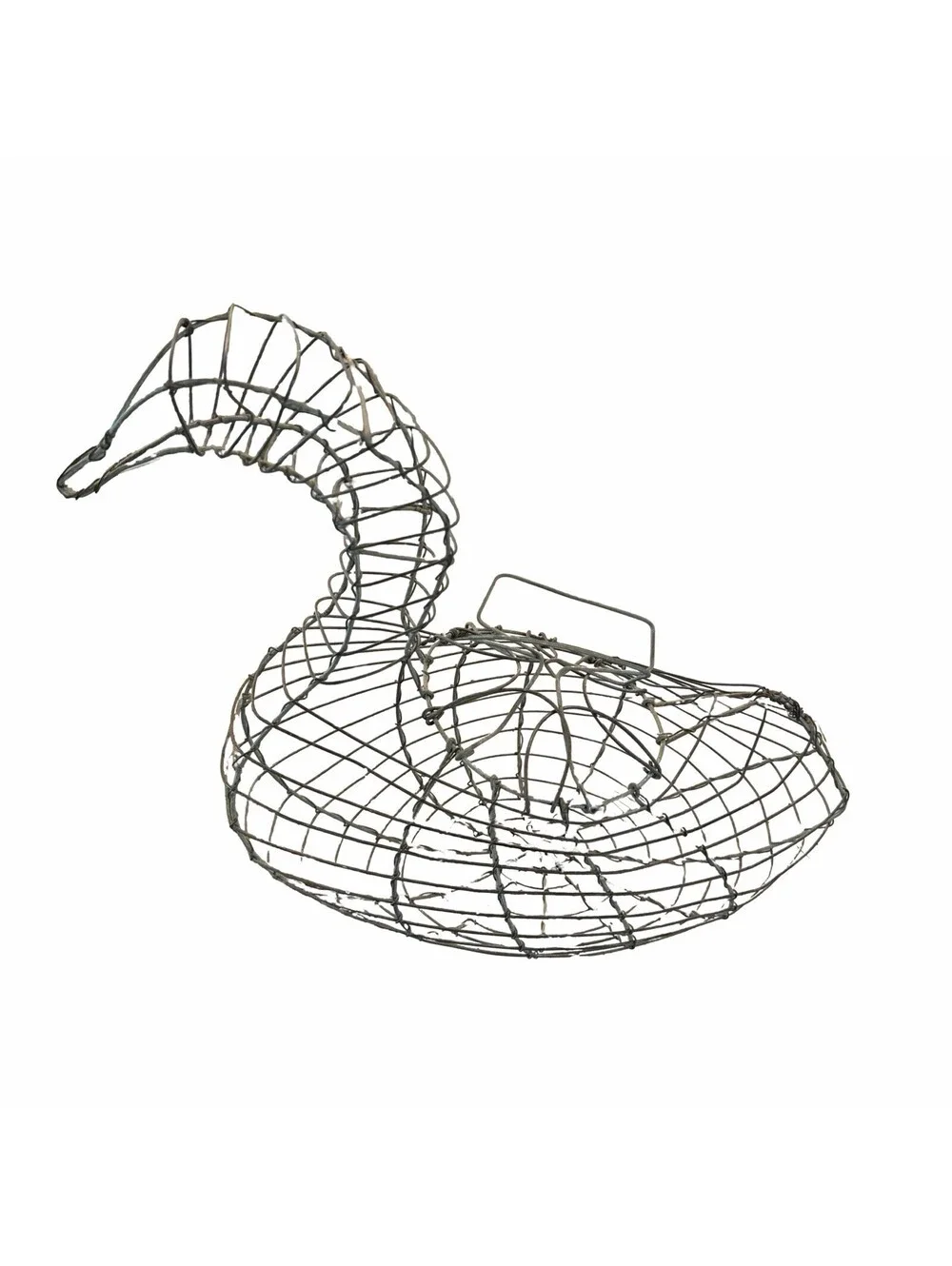 Vtg Wire Goose Duck Shaped Egg Basket 12 x 14 Farmhouse Decor Farmhouse Rustic